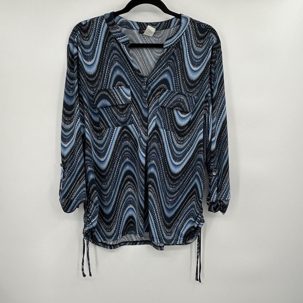 Cocomo Womens 3/4 Sleeve Henley Popover Top Size PXL‎ Office Career Stretch Knit
